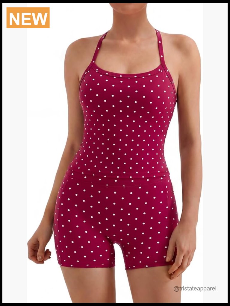 2 Piece Workout Set High Waisted Bike Shorts With Pockets Built In Bra Tank Top